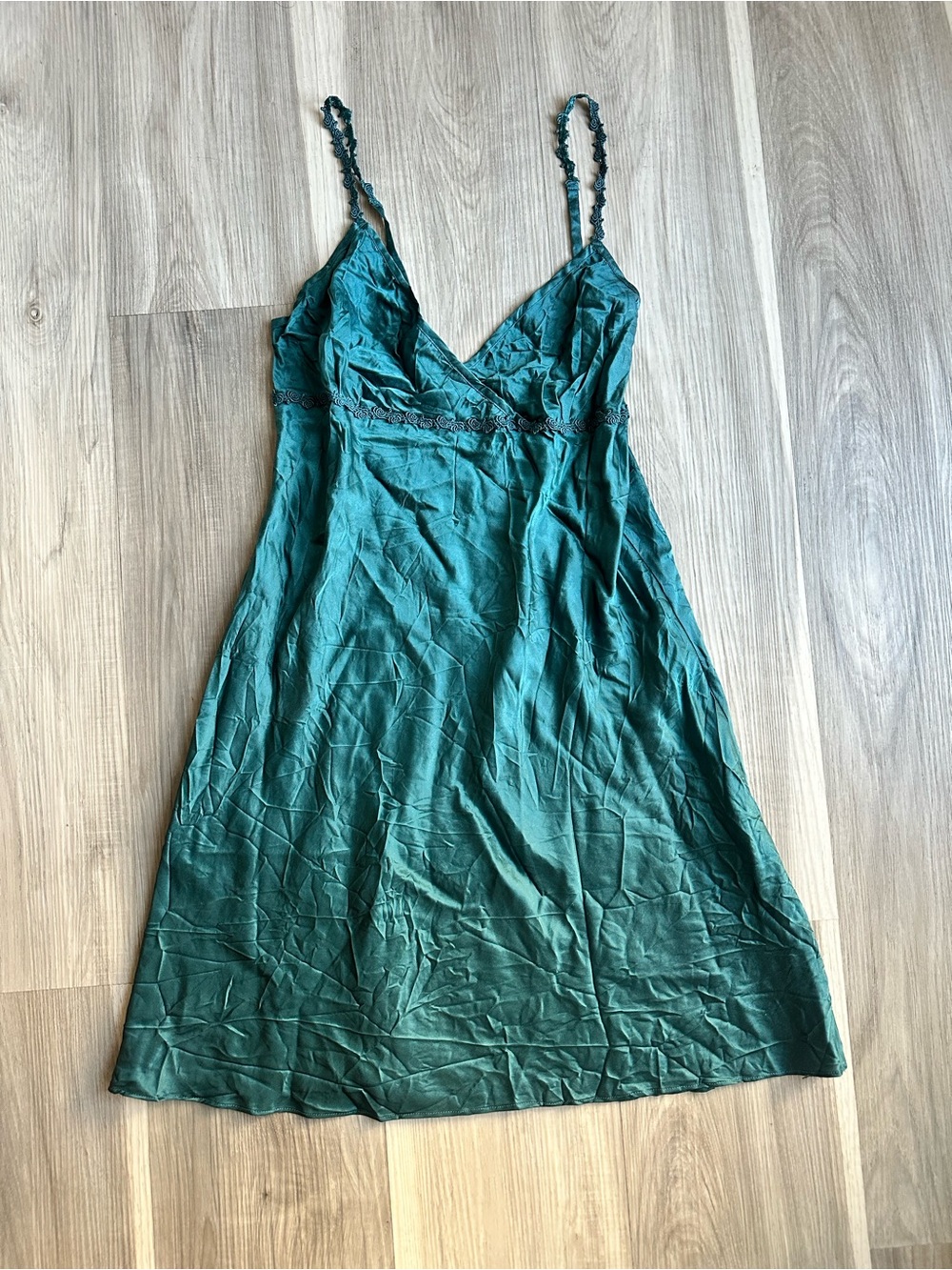 Silk Vintage Emerald Green Slip Dress - Women’s Intimates